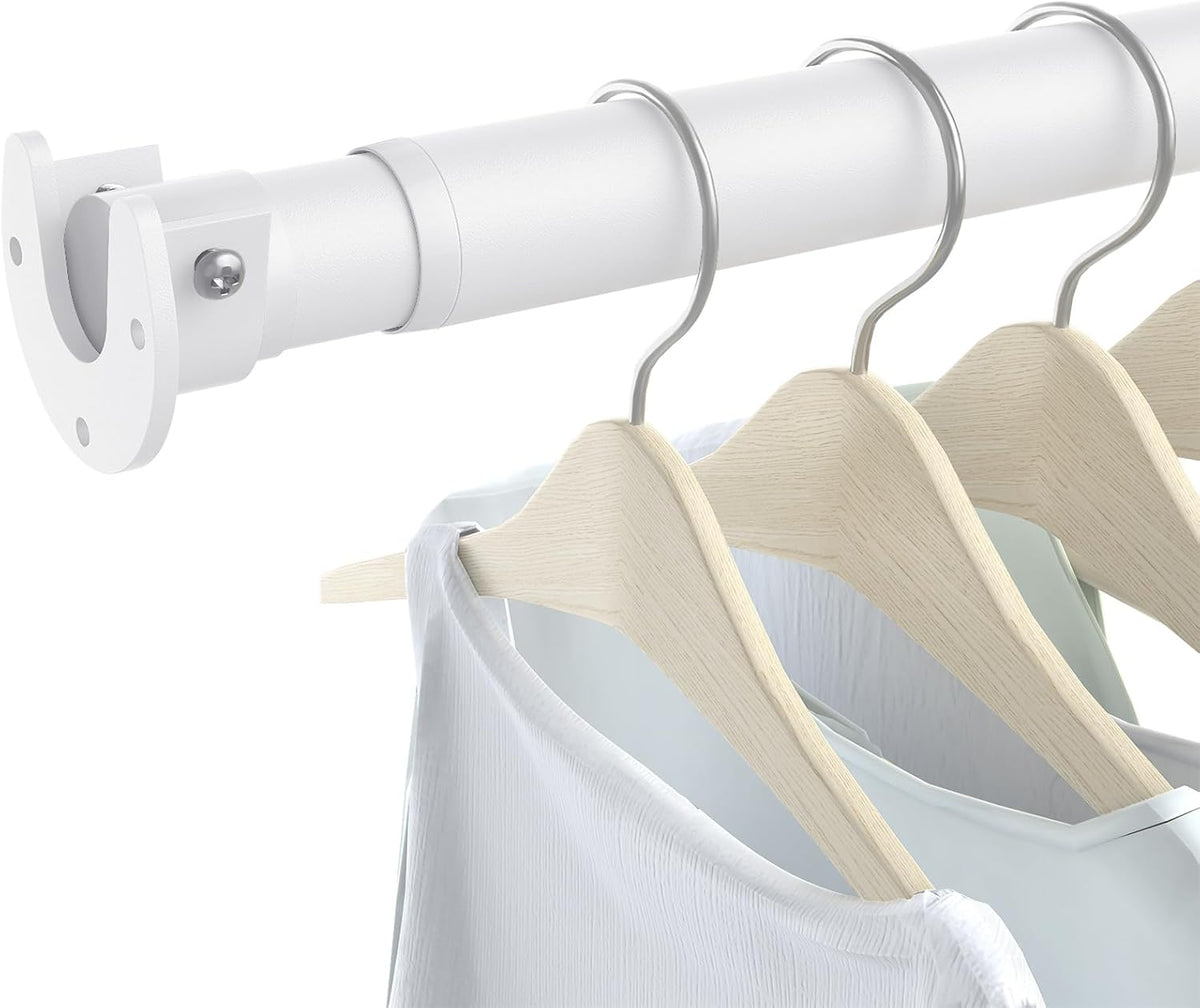 Barra de Clóset Ajustable para Colgar Ropa | Extensible de 43 a 213 cm, Servicio Pesado, Diámetro 3.3 cm, Barra Metálica para Armario, Lavandería, Dormitorio y RV, Blanca