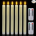 Real Wax - 6 velas cónicas sin llama con control remoto, temporizador, atenuador, 9.6 pulgadas, luz blanca cálida LED con luz parpadeante, velas de ventana a pilas para decoración de San Valentín