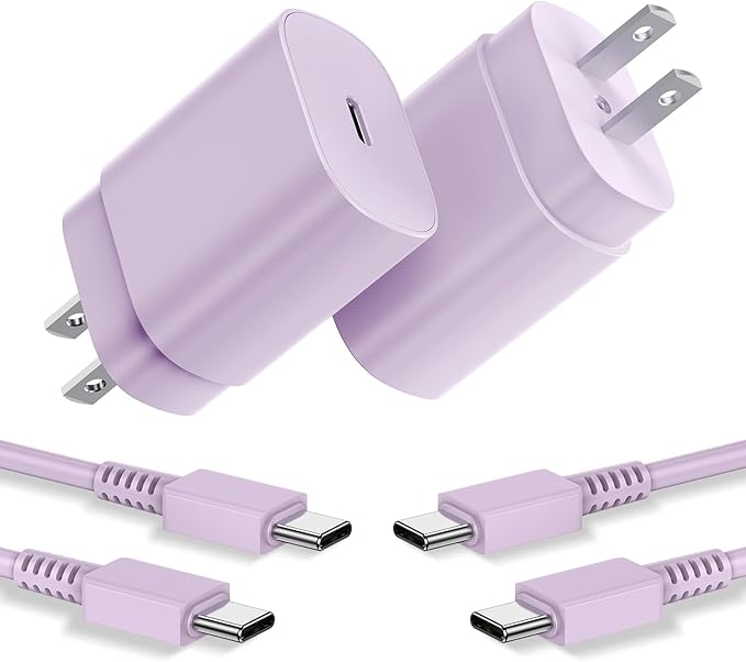 Cargador tipo C, paquete de 2 cargadores de pared PD USB C de 25 W, bloque de carga súper rápida y cable de cargador de teléfono Android para Samsung Galaxy S23 S22 S21 S20 Plus Ultra, Note