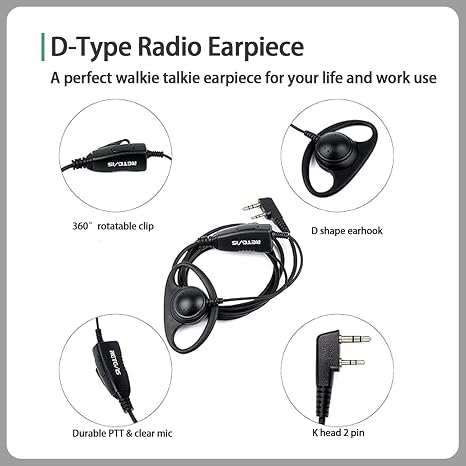 Auriculares con Mic para Walkie Talkie Retevis – Pack 10 Unidades 2 Pin Tipo D | Baofeng Kenwood