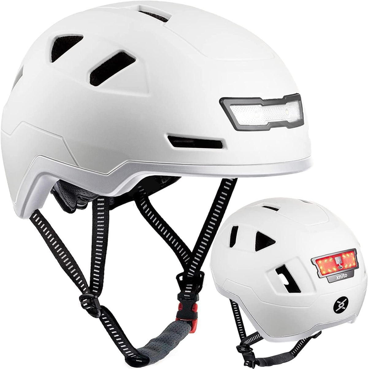 Casco de Bicicleta XNITO con Luces LED Urbano para Adultos Certificado Dual CPSC y NTA-8776 Clase 3 para Bicicleta Eléctrica, Patinetes, Onewheel, Transporte, Montaña