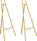 Caballete dorado para letreros, caballete resistente, caballete de arte ajustable de 4 niveles para pintura, letrero de boda (2 piezas)