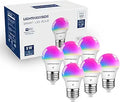 Focos LED Inteligentes Lightinginside E12 Equivalente 60W 500LM 6W RGBCW Tipo Vela para Candelabro, Compatible Alexa Google Home SmartLife, WiFi 2.4G sin Hub Certificado ETL 6 Piezas