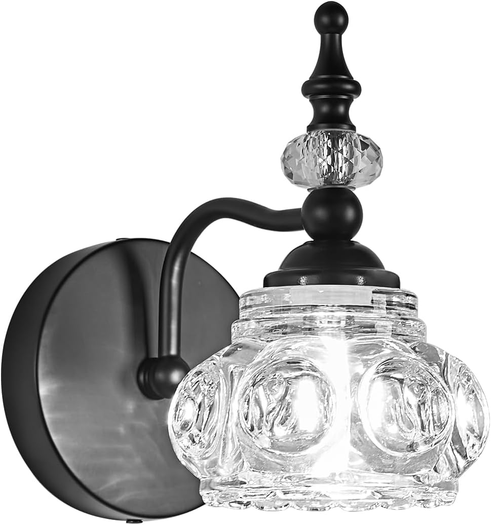 Lámpara de Pared Industrial ZILANL — 1 Luz, Pantalla de Vidrio, Acabado Negro, Bombilla G9, Resistente al Óxido