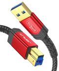 JSAUX Cable USB B 3.0 | USB A Macho a B 3.0 Macho 6.6ft/2M | Cordon Trenzado de Nylon | Compatible con Estacion de Acoplamiento, Discos Duros Externos, Escaner e Impresora | Negro