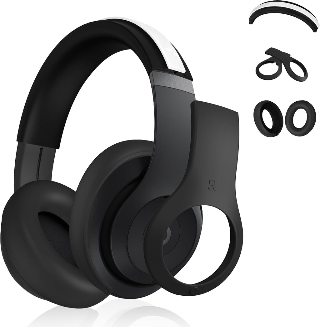 Funda de silicona 3 en 1 para Beats Studio Pro, funda protectora antiarañazos para almohadillas/carcasa/diadema para Beats Studio Pro, accesorios protectores de silicona suave (negro)