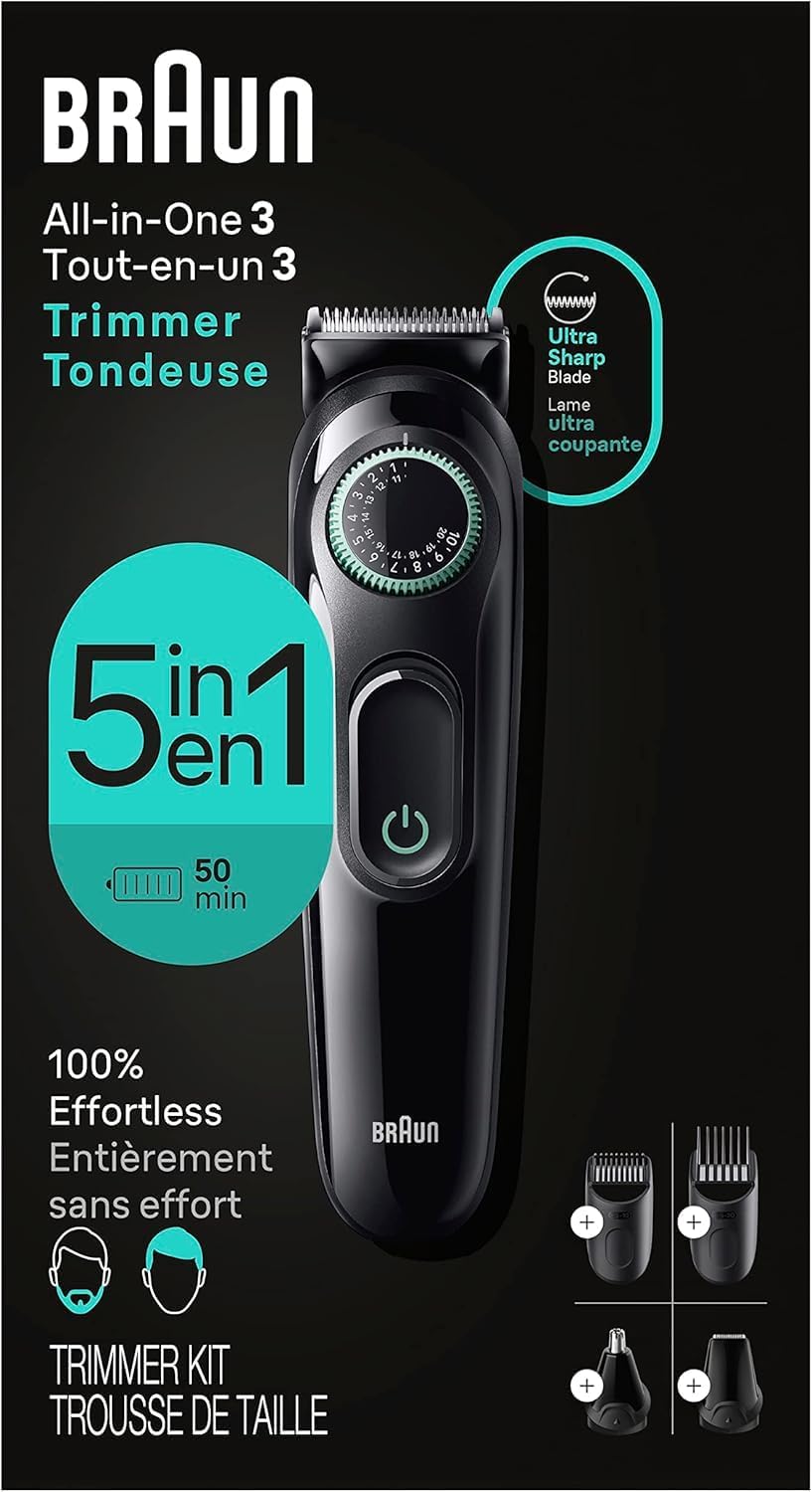 Braun All-In-One Style Kit Serie 3 3450 – Recortadora 5 en 1 para Hombre, 40 Ajustes de Longitud