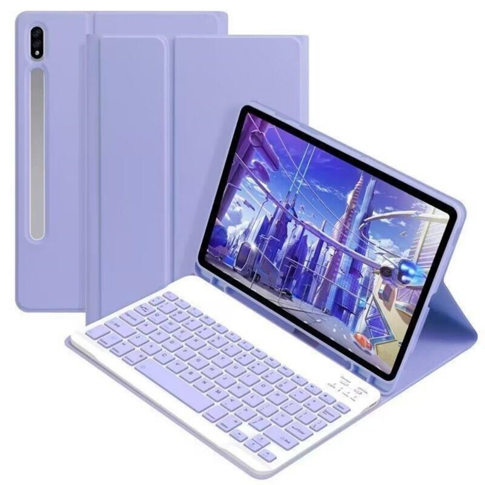 Estuche con Teclado para Galaxy Tab S10+ / S9+ / S9 FE+ / S8+ / S7+ / S7 FE 12.4" – Funda Slim con Teclado Magnético Desmontable y Soporte para S Pen | Morado
