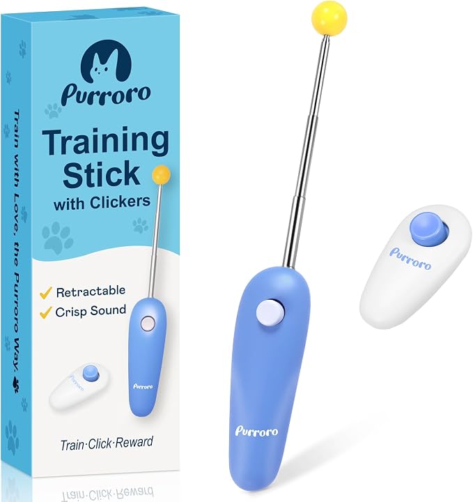Kit de entrenamiento para gatos con clicker: incluye clicker de dedo y varita de entrenamiento. Perfecto para el refuerzo positivo