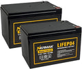 NERMAK 2 Pack 12V 12Ah LiFePO4 Deep Cycle Battery, 2000+ Cycles Lithium Iron Phosphate Rechargeable Battery for Solar Power,Lighting, Power Wheels, Fish Finder and More, Built-in 12A BMS
