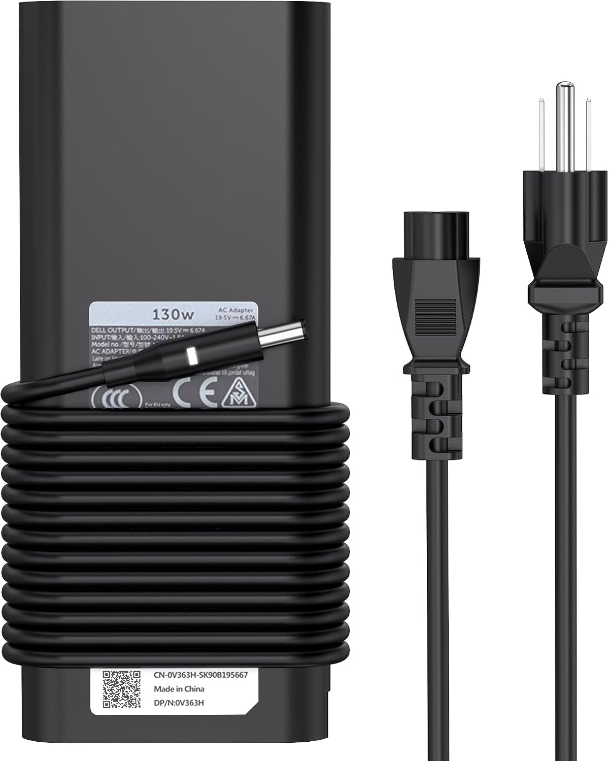 Adaptador AC Cargador Portátil AYKLCZUU Nuevo 130W 4.5mm Reemplazo para Dell XPS 15 9570 7590 9560 9550 Precision 5520 5540 5510 5530 M3800 M2800 HA130PM130 DA130PM130 0V363H 06TTY6 0RN7NW Cordón Fuente Poder