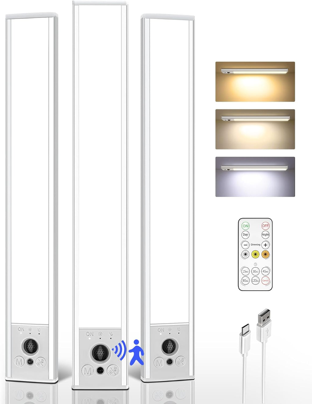 Luces LED Recargables con Sensor de Movimiento EZVALO 3 Pack – 3 Temperaturas, Regulables y Magnéticas (Copia)