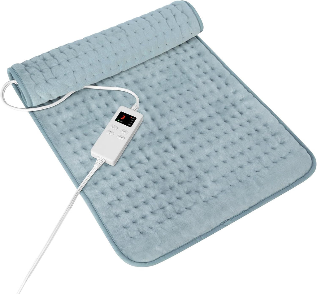 USADO Almohadilla Termica para Colicos Menstruales | Para Espalda, Cuello y Hombros | 6 Niveles de Calor y 4 de Temporizador | Apagado Automatico | Calor Seco y Humedo | Lavable | Gris
