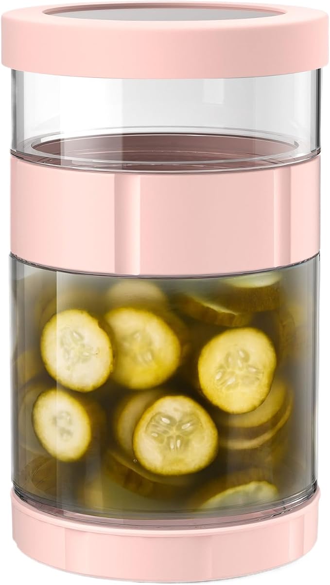 Tarros de pepinillos – Dispensador de pepinillos – Tapa de silicona Botella de vidrio reversible Separación en seco húmedo ancha antideslizante para preparar dulces, yogur, miel preparación de