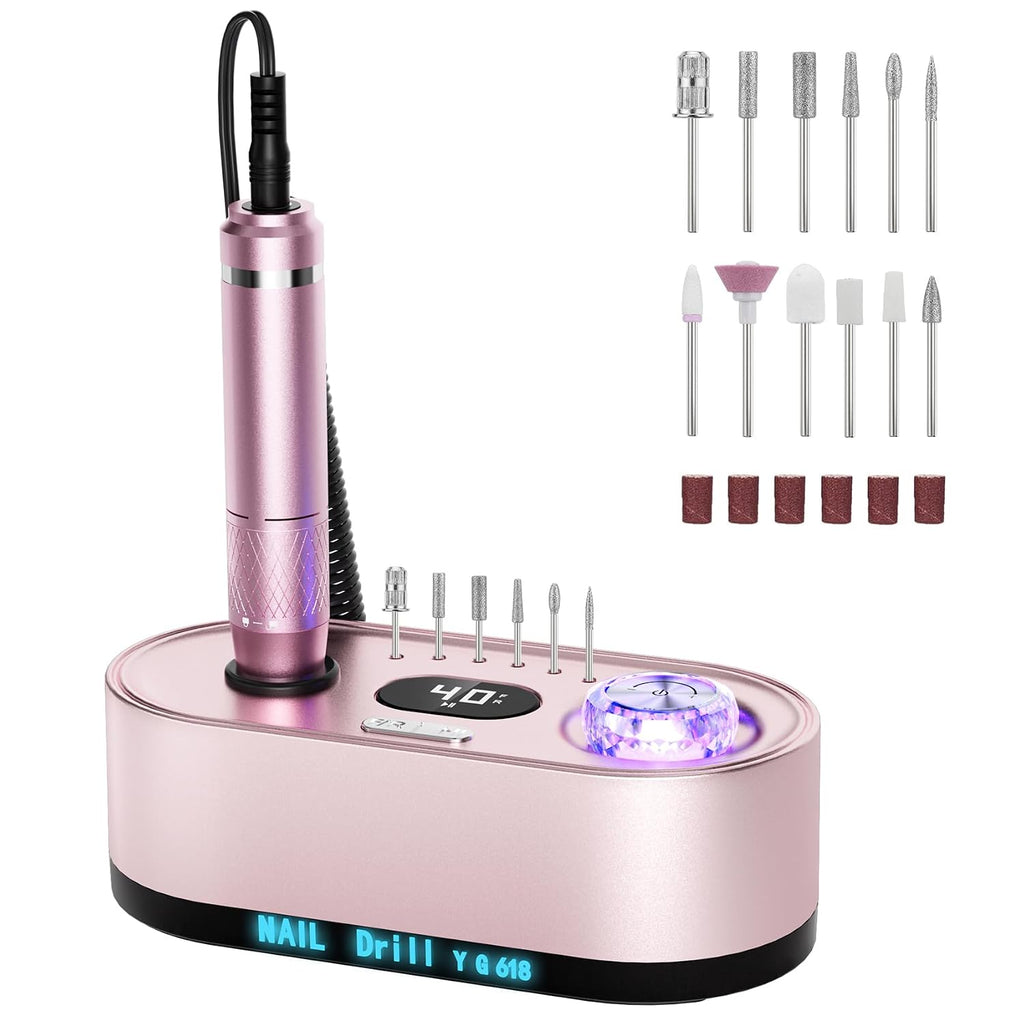 Kit profesional de lima eléctrica para uñas JOSGLOI de 40000 RPM, máquina perforadora con pantalla LCD, pulidora de uñas acrílicas y de gel para manicura, pedicura y uso en salones y hogares.