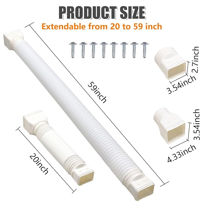 Extensiones Flexibles para Bajantes de Canaletas | Pack x2 | 20-59 Pulgadas | Blanco