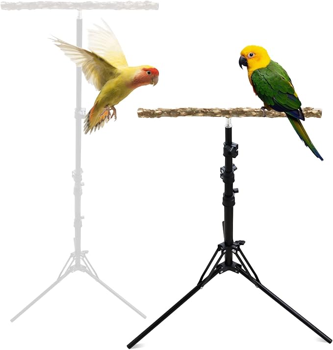 Oooct Soporte De Percha De Pájaro Ajustable En Altura De 16 A 63 Pulgadas, Juguete De Percha De Loro De Madera De Pimienta Natural, Soporte De Percha De Entrenamiento De Pájaros, Soportes De Pájaros