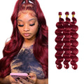 30 32 34 inch Burgundy Bundles Human Hair 99J Body Wave Bundles Red Human Hair Bundle Burgundy Body Wave Bundle 150g