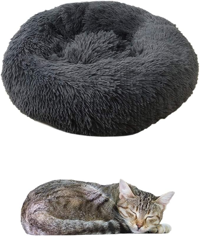 Cama Cueva para Perros y Gatos 70cm – Sofá Cama Cálido y Suave | Gris Oscuro