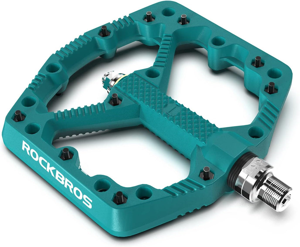 ROCKBROS Mountain Bike Pedals Flat MTB Pedals Nylon Fiber Bicycle Platform Pedals for Road Mountain BMX MTB Bikes Blue