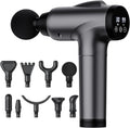 Pistola de masaje de tejido profundo, masajeador muscular eléctrico de mano, dispositivo de masaje de percusión de alta intensidad para aliviar el dolor con 9 accesorios y 30 velocidades (gris) 