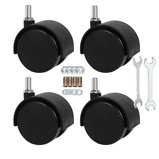 Aexit Ruedas para silla de oficina de 5/16 "x 5/8" vástago roscado de nailon de 2 pulgadas, ruedas giratorias de doble placa de ruedas 2 piezas