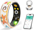 Smart Ring for Women & Men, Fitness Tracker with Heart Rate, SpO2, Blood Pressure & Sleep Monitoring, IP68 Waterproof, Long Battery Life, No Monthly Fees, for iPhone Android (8#&Floral)