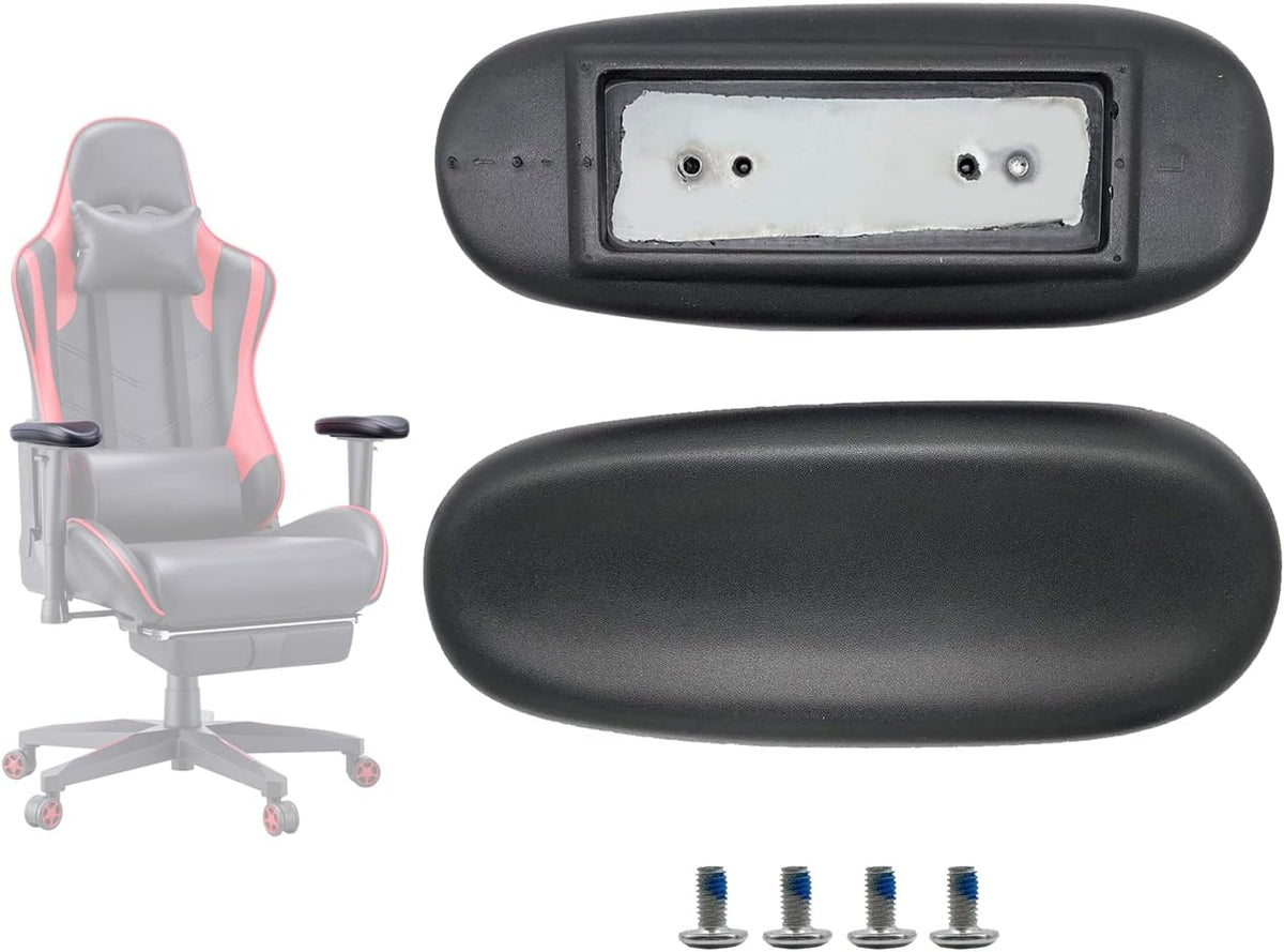 Pack de 2 Reposabrazos de Repuesto Universal para Silla de Oficina | Almohadillas Ergonómicas PU con 4 pulgadas entre Orificios, Base de Acero
