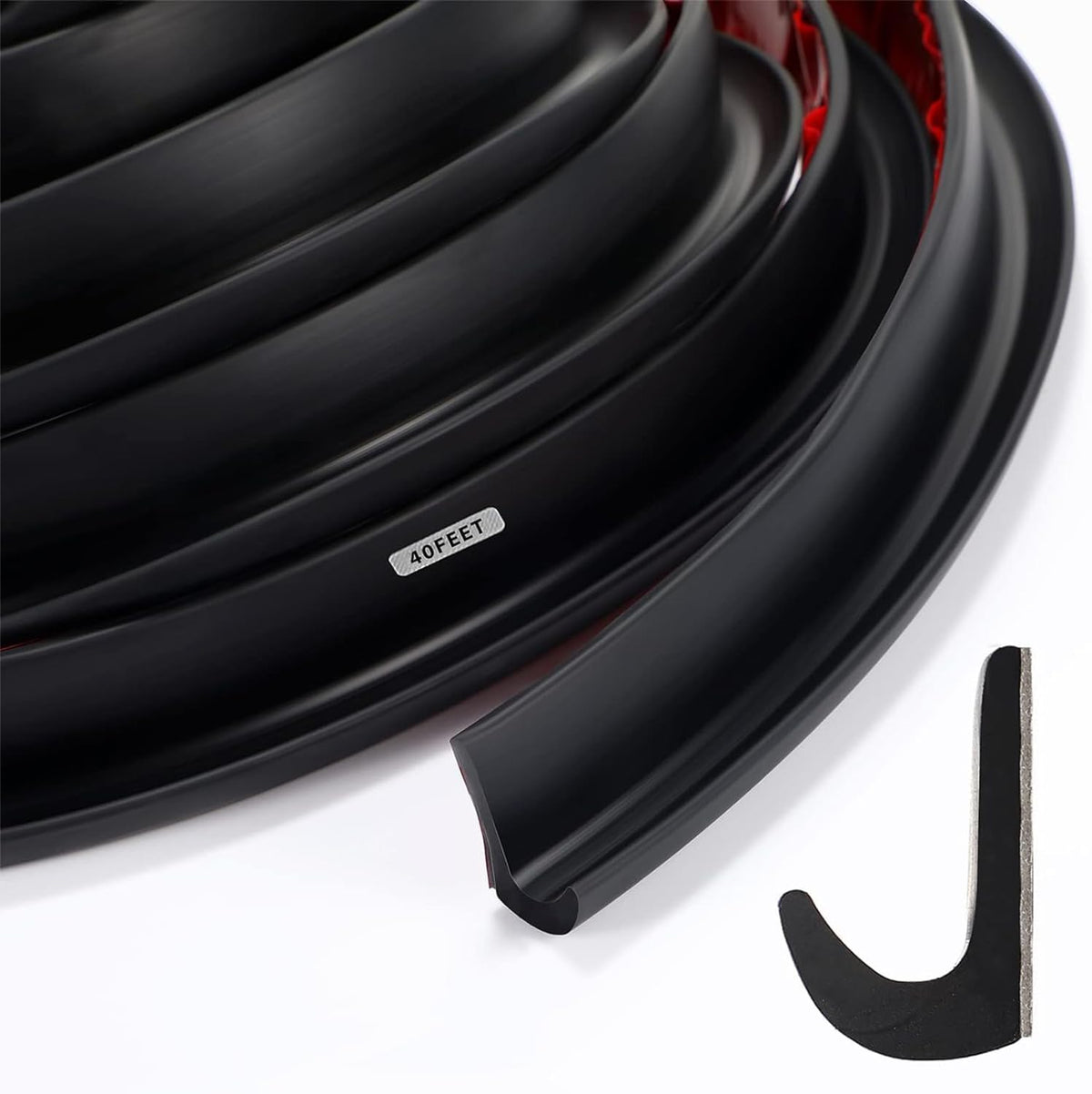 Canaleta para RV Tondiamo de 40 pies, riel de goteo de plástico de 3/4 de pulgada, tira de PVC, desviador de lluvia para techo, respaldo adhesivo, moldura flexible en forma de J para RV, puerta de coche, furgoneta, autocaravana (negro)