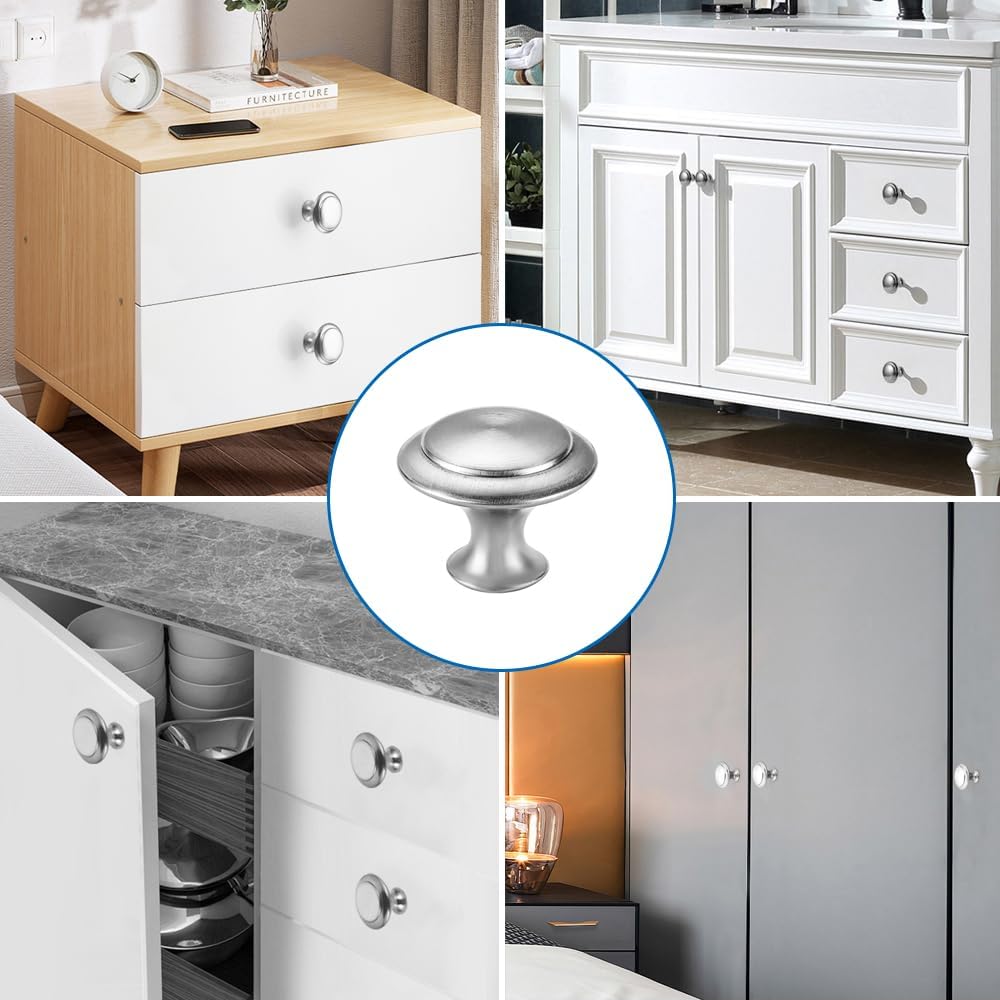 25 Piezas Pomos Armario de Acero Inoxidable, Tiradores de Cocina con | Tornillos, Puxadores para Moveis, Tiradores Muebles Baño, Tiradores Muebles, Tirador Armario para Armarios, Puertas, Cajones