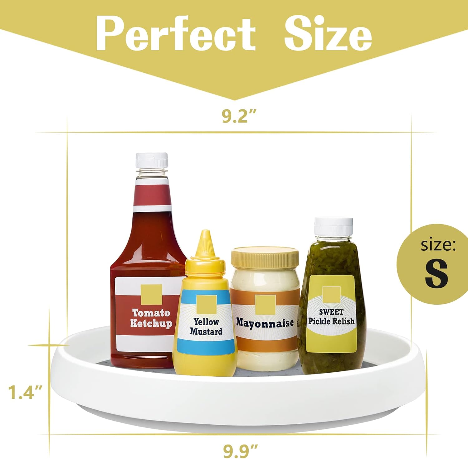 Paquete de 3 bandejas giratorias antideslizantes tipo Lazy Susan, organizador de especias redondo individual para armarios, despensa, baño y refrigerador (10 pulgadas).