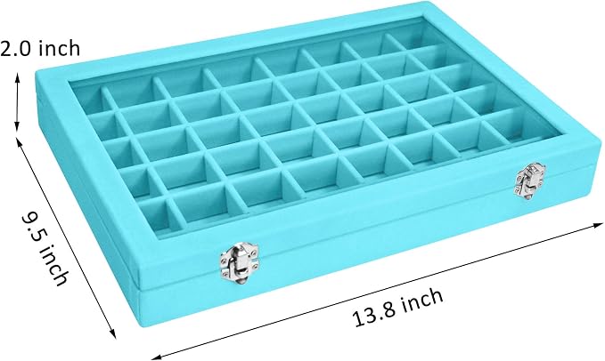 Organizador de Joyería Vicoter en Terciopelo – 48 Compartimentos con Funda Transparente