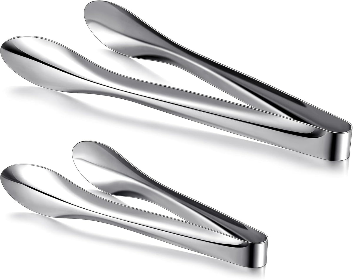 Pinzas para servir Yiyiring, paquete de 2, de acero inoxidable pulido, de 9 y 12 pulgadas, de metal, plateadas, para buffet, ensaladas, barbacoas, parrilladas, utensilios de cocina resistentes para cocinar, catering, bodas y fiestas.