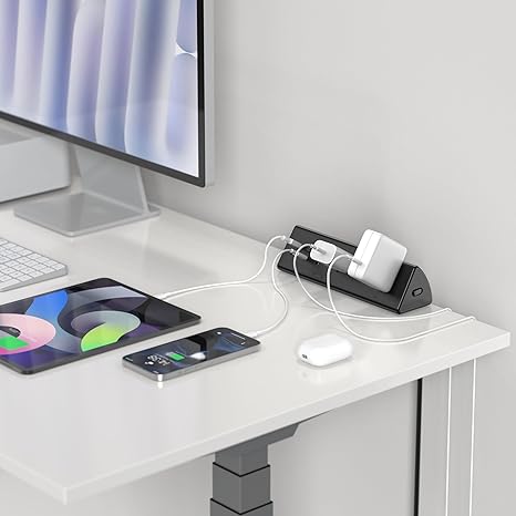 Jgstkcity Desk Clamp Power Strip,45W Fast Charging Station,4 USB-C,4 USB-A,Desk Mount Surge Protector,1875W Extension Cord with Multiple Outlets,ETL Listed,for Home Office Dorm Room