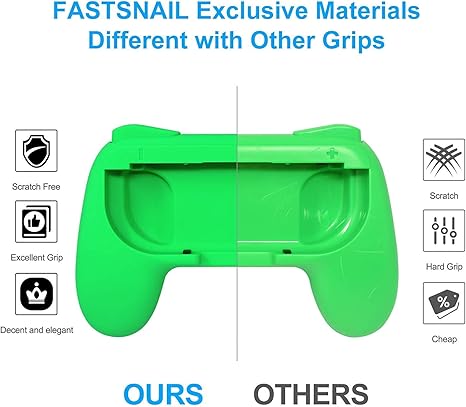 FastSnail Base de carga y paquete de 2 empuñaduras de interruptor para Nintendo Switch Joy Con y modelo OLED, estación de soporte de carga con cable de carga, controlador de agarre