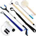Kit de cadera de 7 piezas para personas mayores: Reemplazo total de cadera Prime, kit de recuperación postoperatoria para reemplazo de cadera con pinza, ayuda para calcetines, elevador de piernas, bastón para vestirse, calzador, rascador de espalda
