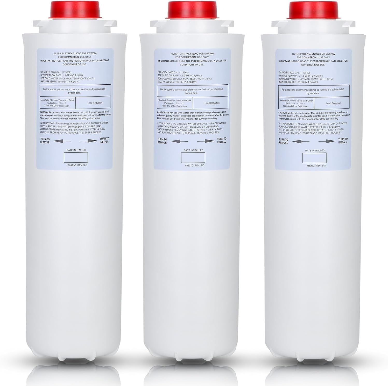 Repuesto 51300C (3 paquetes, sin chip), compatible con la estación de reemplazo de filtro EzH™ de alta capacidad de 3000 galones, repuesto EWF3000 para 51300/C ERF750, 51299C, 55898C (3) 
