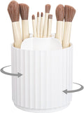 Anyoifax Soporte Organizador de Brochas de Maquillaje Giratorio 360° Contenedor de Brochas de Maquillaje para Tocador, Taza de Almacenamiento de Cosméticos Giratoria, Rayas Blancas