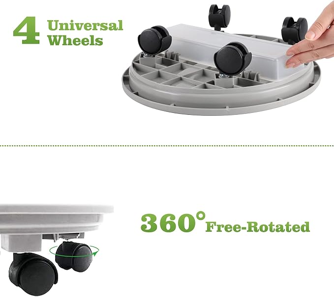 Soporte Rodante para Macetas 13" Pack x3 – Una Bandeja Inferior Tiene un Corte | Ruedas 360°, Drenaje