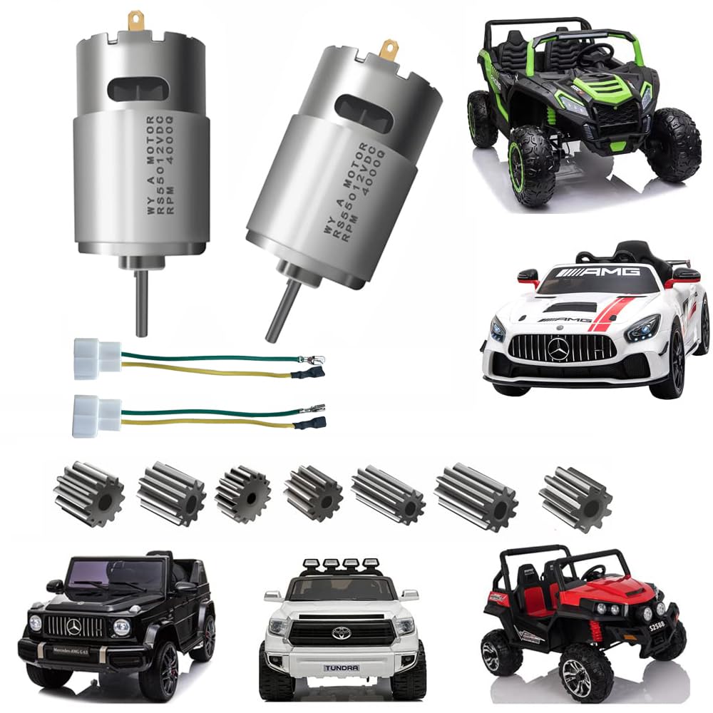 Motor Eléctrico 12V RS550 40000 RPM para Power Wheels | Repuesto y Mejora para Carros de Juguete — Piñones 8/9/10/12/16 Dientes