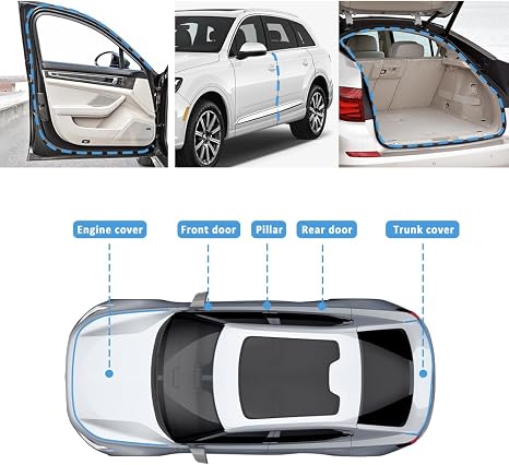 Tira de sellado de puerta de automóvil de 20 pies, burlete de goma en forma de U con clips de metal, protectores universales de borde de puerta de automóvil para automóvil, camión, barco, casa rodante (20 pies)