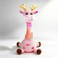 LLUKEME Jirafa Bailarina y Parlante con Astas Doradas | Peluche Interactivo que Repite lo que Dices | Jirafa Electronica Musical con Luz | para Bebes 1-3 Anos | Rosa