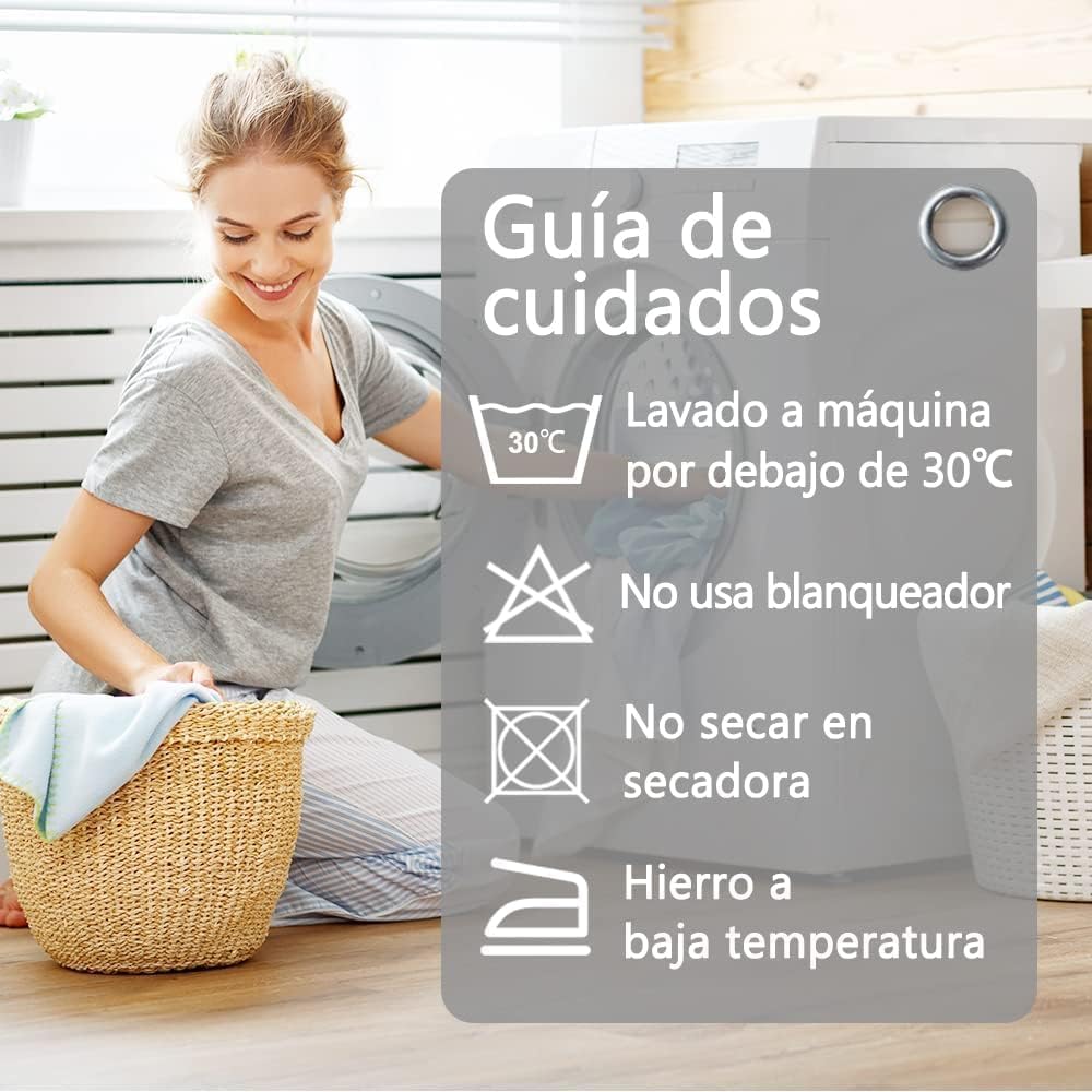 Cortinas Blackout Lino NANWEI 100% Opacas – 2 Paneles Blancos para Recámara y Sala