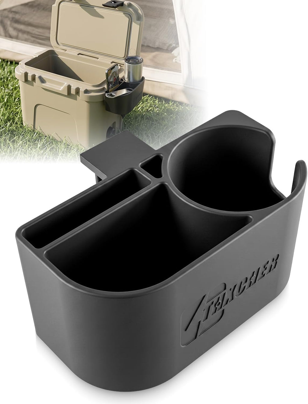 Bandeja Lateral Porta Vasos para Hielera YETI Roadie 15 y 24 – Múltiples Compartimentos, Montaje Lateral