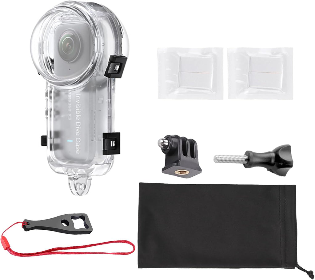 Insta 360 X3 Invisible Dive Case, Splash Prevention Housing Waterproof Up to 50m (164ft) Underwater Dive Protective Shell for Insta360 X3 with Bracket Accessories
