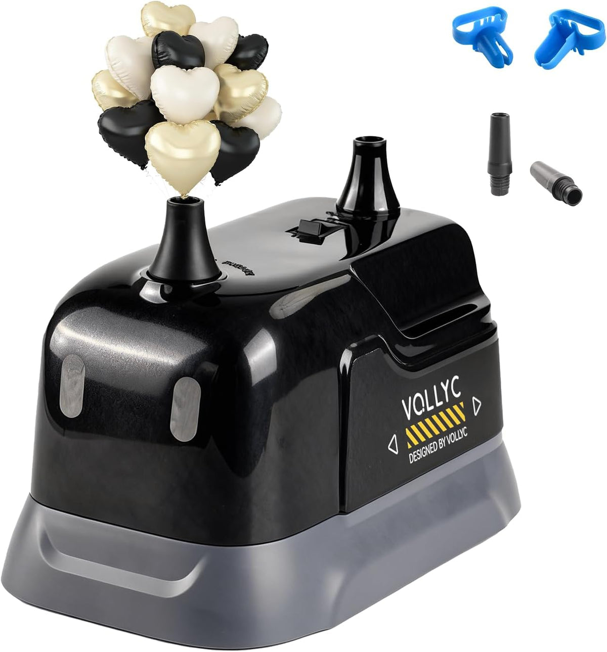 Bomba de globos eléctrica VOLLYC, inflador de globos de doble boquilla, inflado rápido y fácil para decoraciones de fiestas y cumpleaños. Máquina sopladora de globos ligera y portátil.