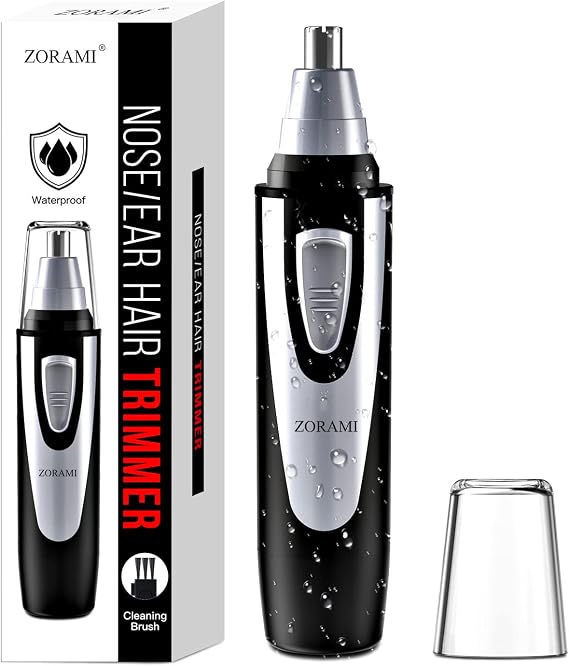 Cortapelos para orejas y nariz – cortador profesional sin dolor para cejas y pelo facial para hombres y mujeres 2021, recortadora a pilas con IPX7 impermeable, cuchillas de doble borde para fácil limpieza en color negro