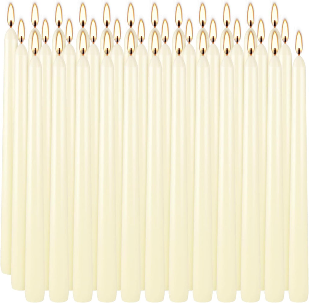 YOROXRG 36 Velas Conicas Marfil | 7-8 Horas de Duracion | Sin Humo, Sin Goteo, Sin Aroma | 0.8 x 10 Pulgadas para Bodas, Fiestas y Decoracion