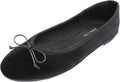 FEVERSOLE Women's Fashion Round Toe Bow Tie Dress Slip On Soft Ballet Flat Black Velvet Size 8 M US