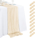 Set 10 Caminos de Mesa Gasa Marfil | Cheesecloth Boho 17x108" | Bodas, Baby Shower y Decoración Rústica